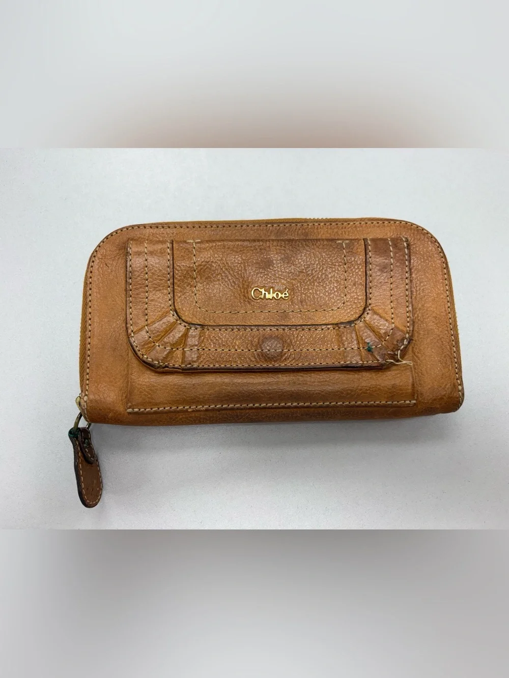 Chloé Vintage Paddington Leather Zip-Around Continental Wallet - Tan Brown